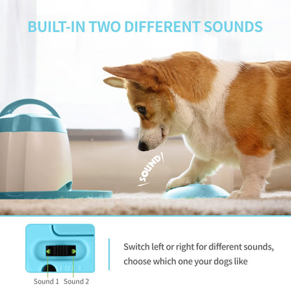 PETGEEK Automatic Dog Treat Dispenser with Button - Puzzle Memory Training Feeder, Pet Geek Button Treat Food Dispensing Toys Interactive, Iq Training Dog Feeder (Blue)