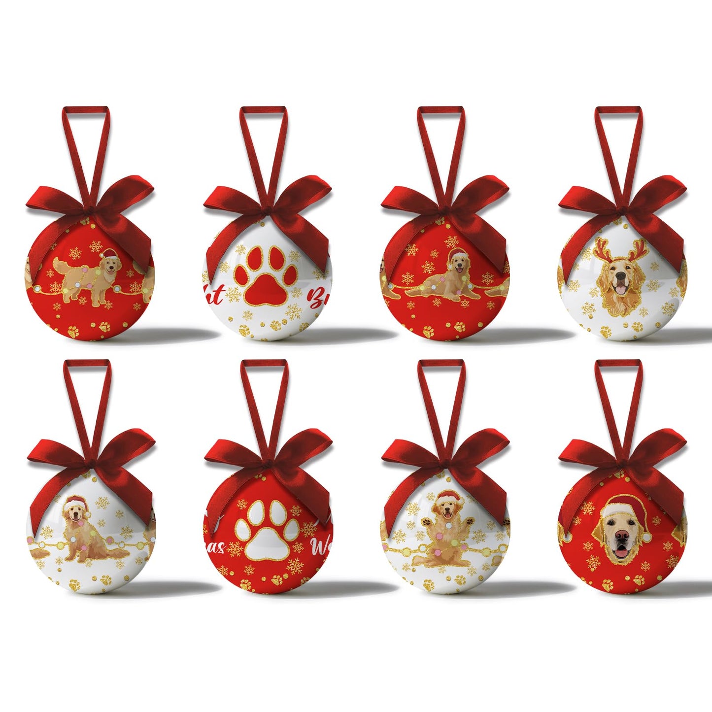 Golden Retriever Christmas Decor - Dog Christmas Tree Decorations Golden Retriever Ornament Hanging Balls, Cute Decorations Ball 2.36 Inch for Xmas Tree Party Home Holiday，Xmas Gifts Set of 16Pcs