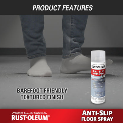 Rust-Oleum Anti-Slip Floor Spray | Textured Finish Adds Traction | Fast-Drying Formula | Resists Peeling & Fading | Clear | 15 oz Aerosol