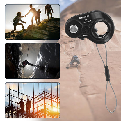 NewDoar Rope Ascender Lightweight Rope Clamp Ascender Riser Adjuster Fits 8-13mm Rope Self-Locking Grip for Rock Climbing,Protection Rescue,Rappelling,Gear Equipment(Black,Serrated Teeth)