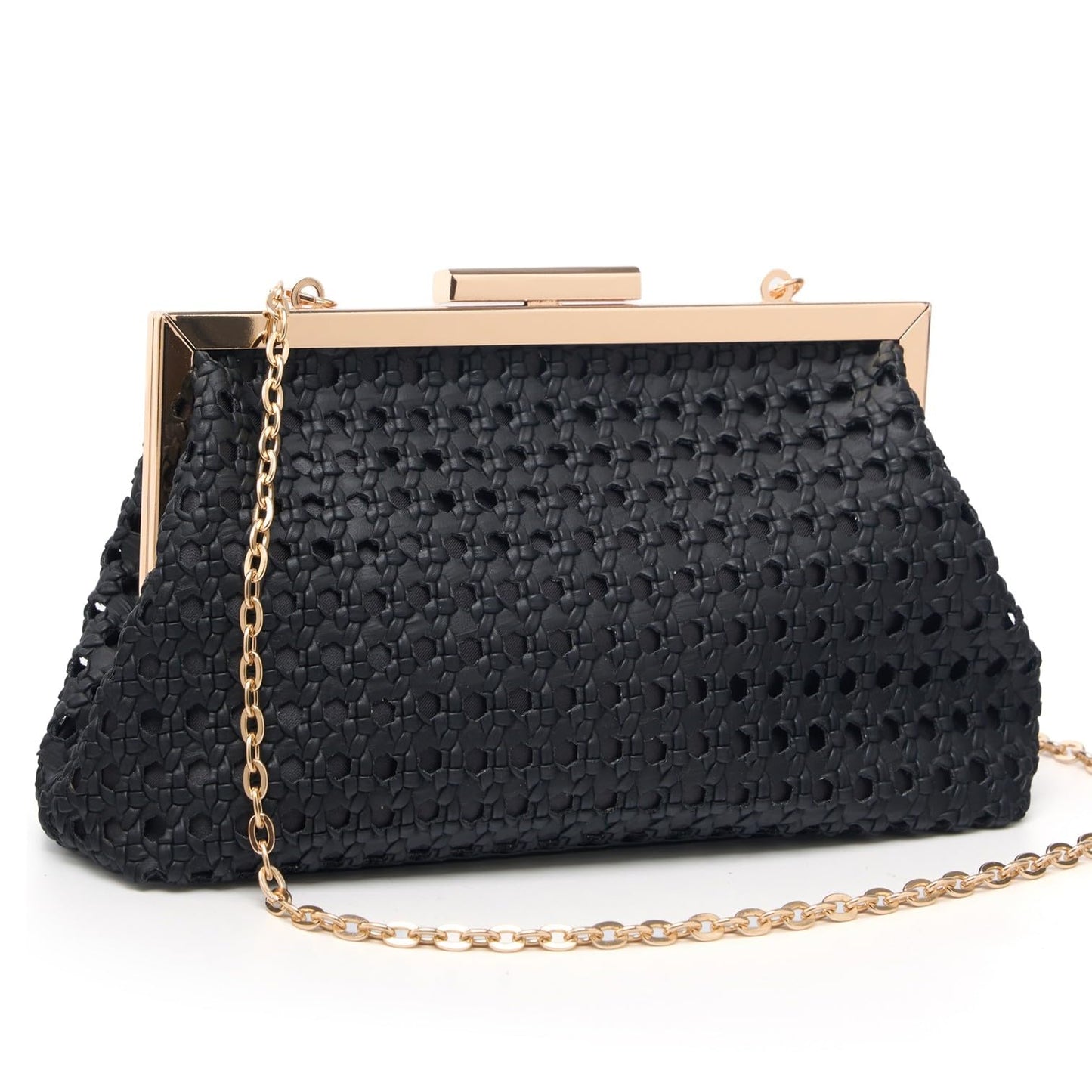 DETARA Woven Evening Bag Clutch Purses for Women Fashion PU Leather Crossbody Purse for Wedding Party and Prom (Black 2026)