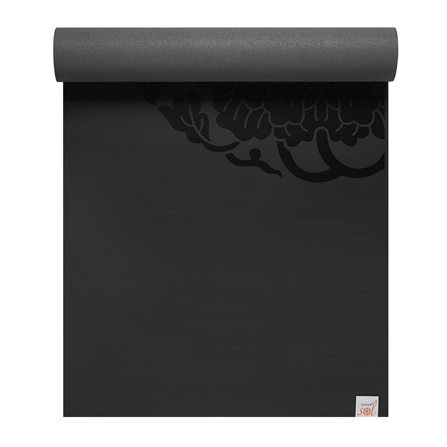 Gaiam Dry-Grip Yoga Mat - 5mm Thick Non-Slip Exercise & Fitness Mat for Standard or Hot Yoga, Pilates and Floor Workouts - Cushioned Support, Non-Slip Coat - 68 x 24 Inches - Black