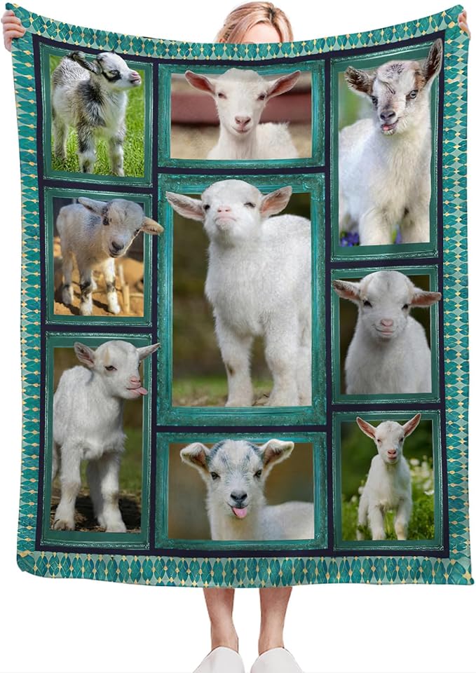 Cute Goat Blanket, Farmhouse Animal Throw Blankets, Goats Fuzzy Plush Blanket Ultra Soft for Goat Lover Gift Kids Teens Women Men Girls Boys Stuff Decor for Home Bedding Sofas Couch Camping 80"X60"