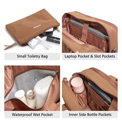 G4Free Expandable Duffle Bag for Travel, Carry On Bag TSA Airline Approved, Work Tote Duffel Bags for Men Women (Brown)