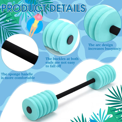 Soulchen Long Aquatic Exercise Dumbbells Foam Water Weights Dumbbell Aquatic Pool Barbells with High Density EVA Foam for Swim Water Aerobics Workouts Loss(Aqua,33.07 Inch)