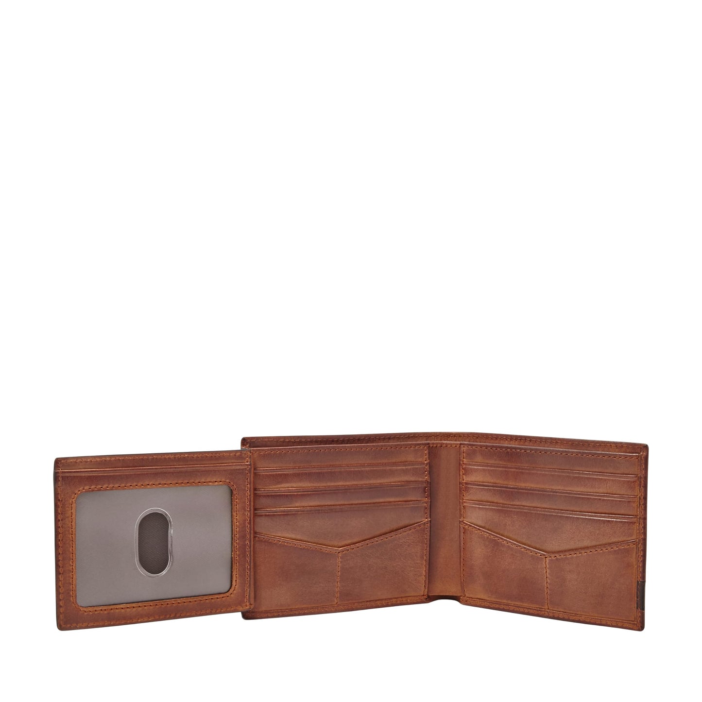 Fossil Men's Quinn Leather Bifold with Flip ID Wallet, Men's Leather Wallet, Brown