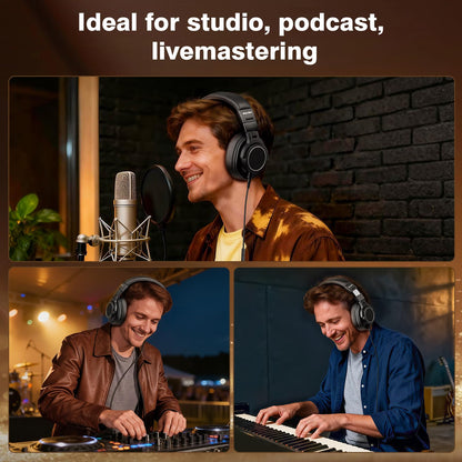 New Bee Wired Over Ear Headphones, Studio Headphones with 50mm Drivers and 6.35mm & 3.5mm Jack DJ Headphones for Studio Monitor & Mixing DJ Guitar AMP Podcast Piano Keyboard