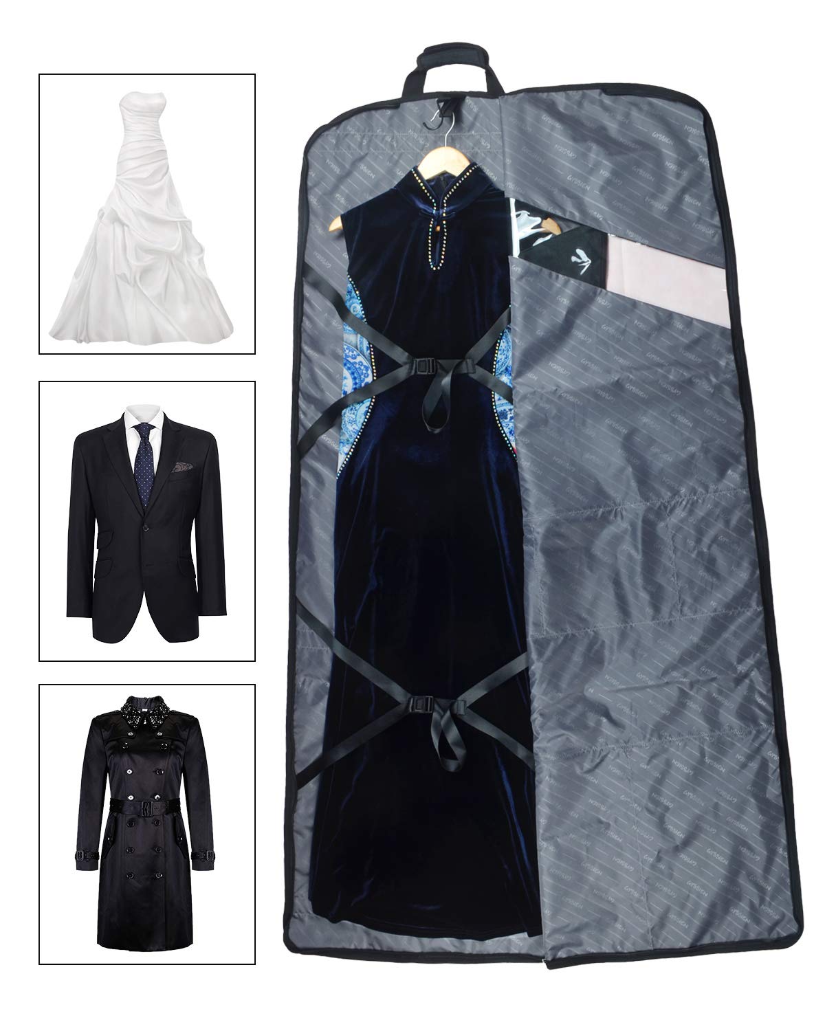 GYSSIEN 52'' Extra Long Dress Garment Bag, Premium & Breathable Tear-resistant Hanging Suit Cover for Travel and Storage