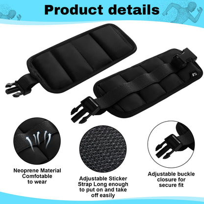 Hollowfly 2 Pairs Ankle Wrist Weights for Land or Aquatic Exercise Aqua Cuffs Aqua Aerobics Fitness Bands for Ankle and Wrist Adjustable Weights for Swimming Pool Workout Equipment(Black,1lb)