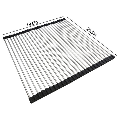Ahyuan Roll up Dish Drying Rack Over The Sink Kitchen Roll up Sink Drying Rack Portable Dish Drainer Foldable Dish Drying Rack (Warm Gray, 17.8''X17'')