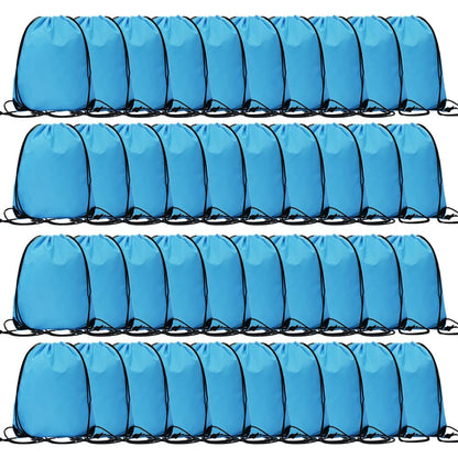 CODOBON 40 Pcs Drawstring Backpack Bulk Draw String Bags Cinch Polyester Bag for Gym Sport, Sky Blue