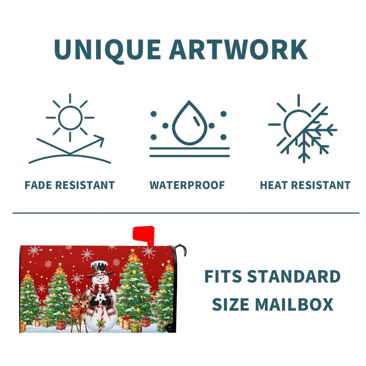 Anyako Christmas Snowman and Green Tree Mailbox Cover Snowflakes Red Mailbox Covers Magnetic Standard Size 21" X 18" Winter Xmas Mailbox Wrap Post Letter Box Cover Decor for Home Outdoor Yard Garden