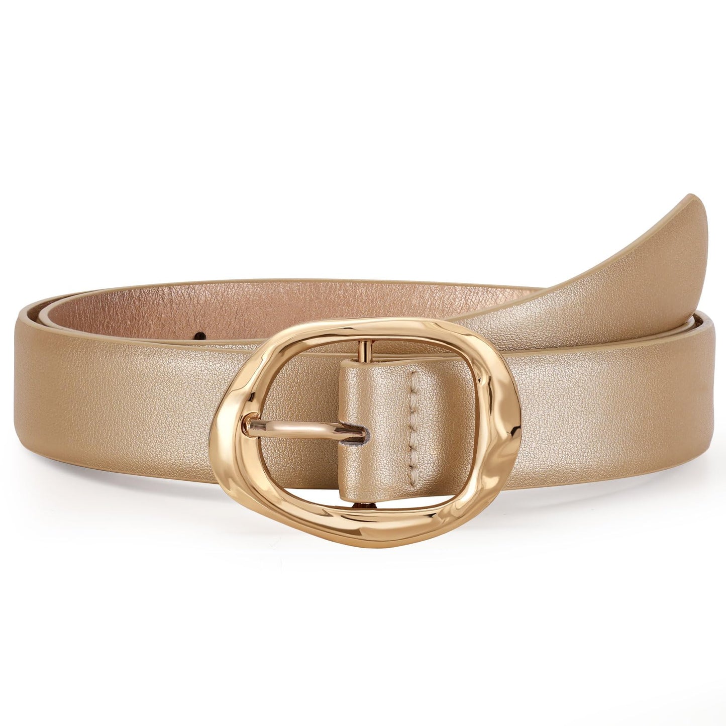 Women Leather Belt for Jeans Pants Ladies Casual Waist Belt Fashion Women Belt with Gold Buckle