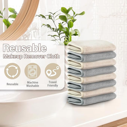 Nugilla Makeup Remover Cloths, 8 Packs Makeup Remover Towels Reusable Face Wash