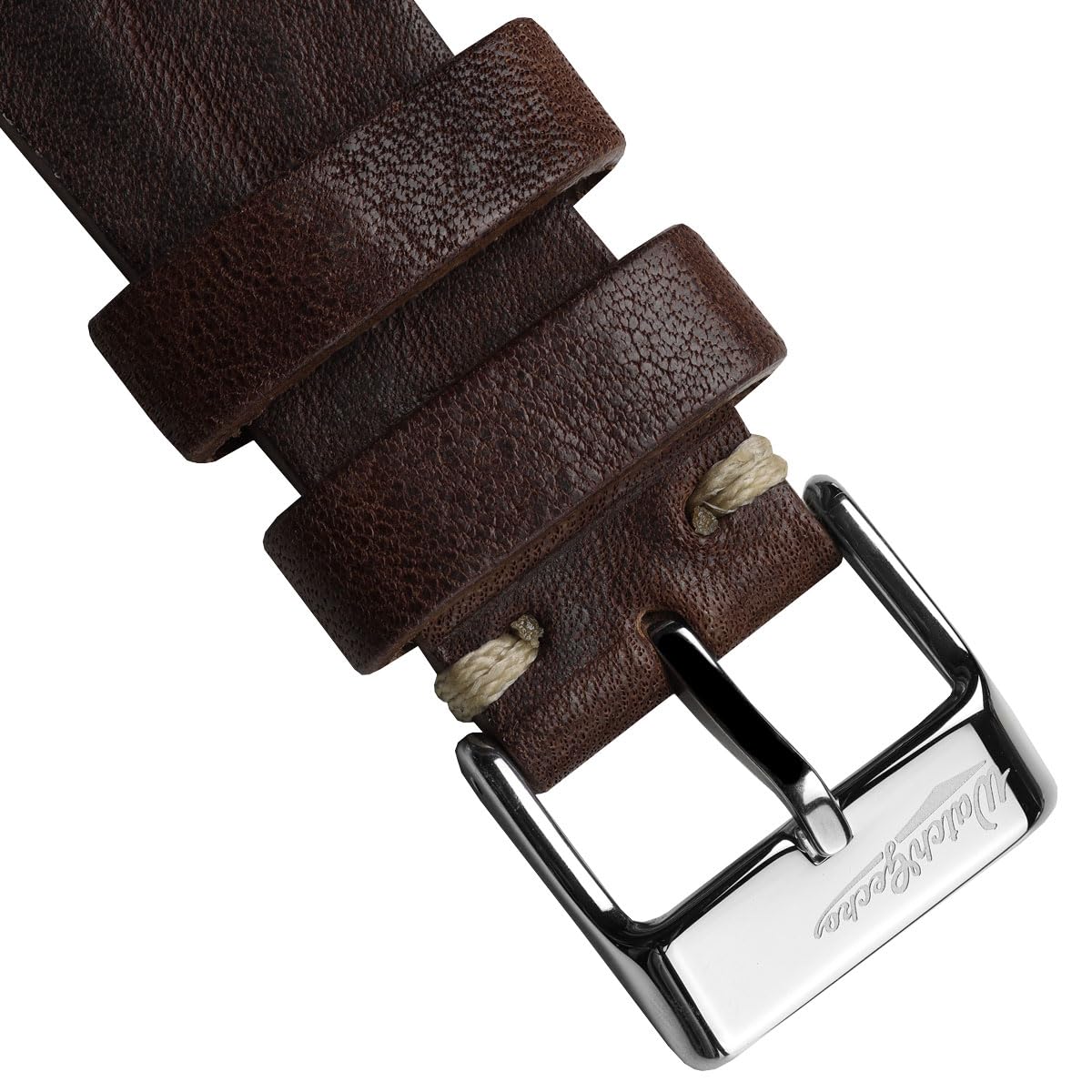 WatchGecko Vintage Simple Handmade Certified Genuine Italian Leather Replacement Watch Strap. Stylish and Durable Mens Wristwatch Strap. Simple double stitching. Easy to fit. Chocolate Brown, 20 mm