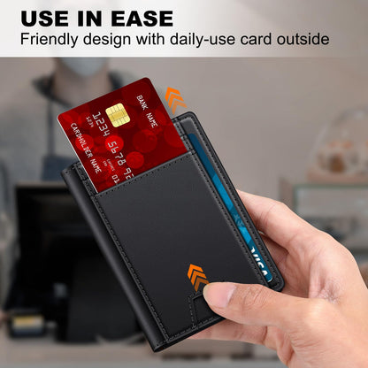Wallet for Men 14-16 Cards, Minimalist Men Leather Wallet, Men's Front Pocket Bifold Wallets with Money Clip, Slim Thin Card Holder RFID Blocking Bill Folder & Magnetic Closure, Gifts for Men, Black