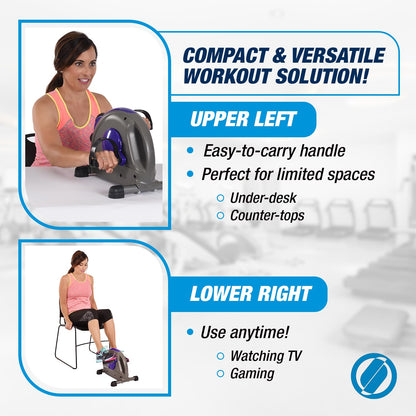 Stamina Mini Exercise Bike with Smooth Pedal System - Portable Pedal Exerciser - Cardio Equipment Fitness Bike - Stationary Bike for Home Workout - Blue