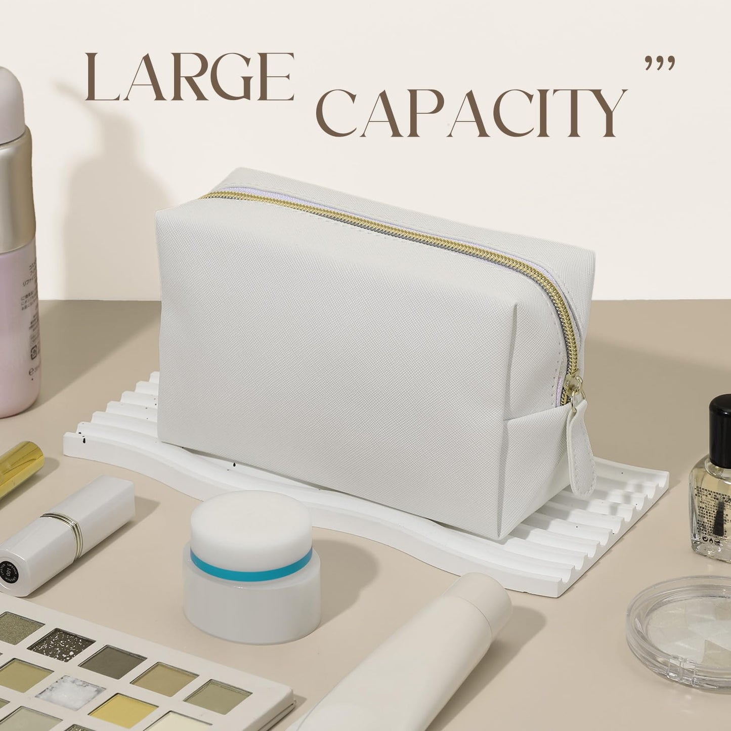 Kigeli 20 Pcs Small Makeup Bag Bulk PU Leather Cosmetic Bags with Zipper Preppy Makeup Pouch Toiletry Bag for Women Wedding Bachelorette Party Gift Travel Storage Organizer (White)