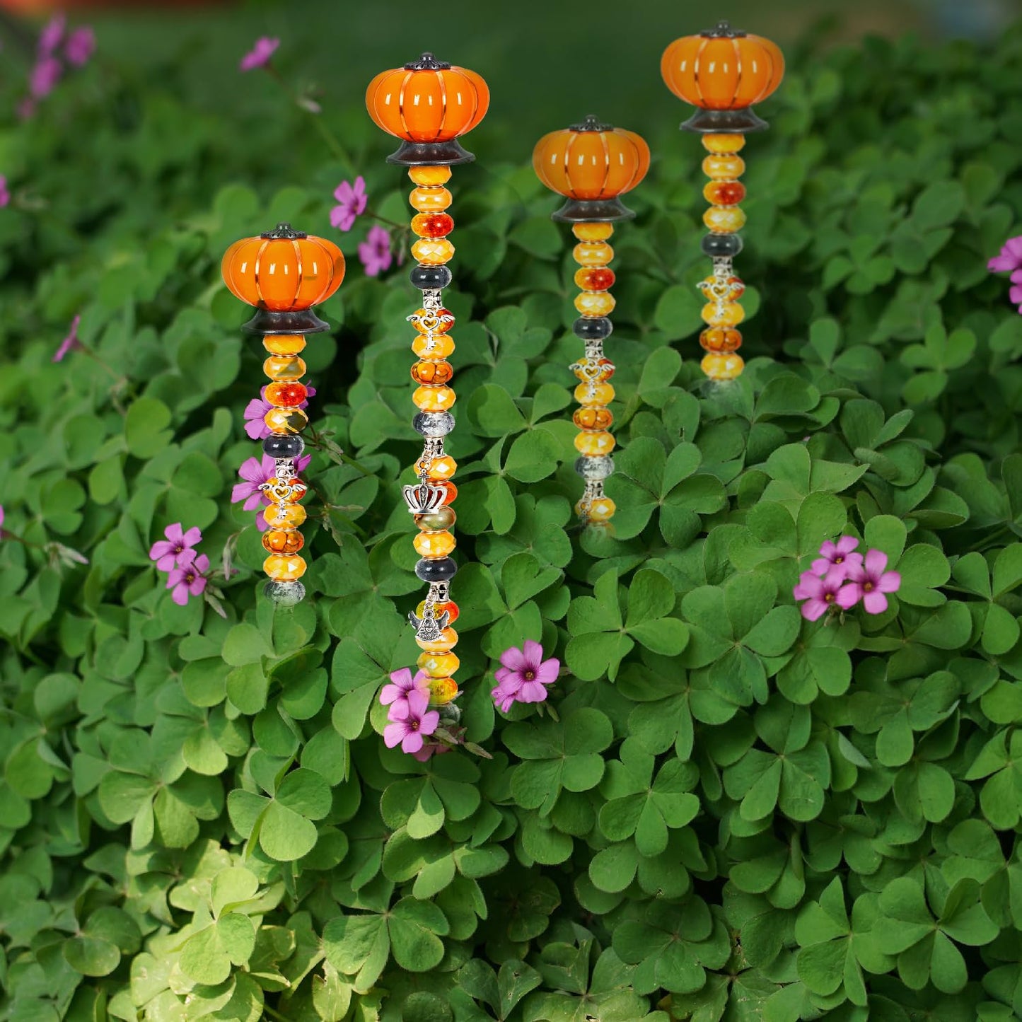 Prefdo DIY Fairy Wand Garden Stake - Autumn Pumpkin 4-Pack