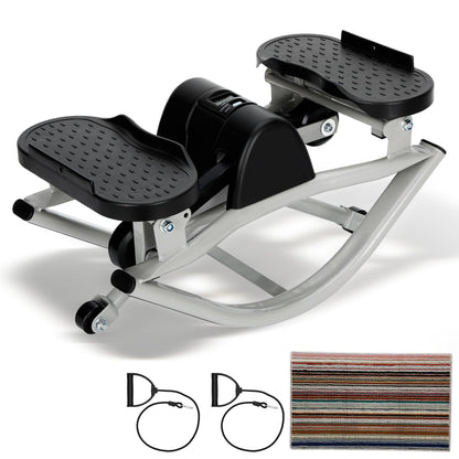 Powants Rock Stepper Side to Side, Rocking Fitness Stepper Home Workout Machine with Resistance Bands for Full Body Workout (Black-Grey)