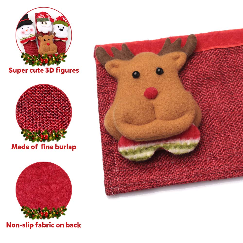 D-FantiX Christmas Refrigerator Handle Covers Set of 8, Santa Snowman Kitchen Appliance Covers Fridge Microwave Oven Dishwasher Refrigerator Door Handle Covers Protector Christmas Decorations