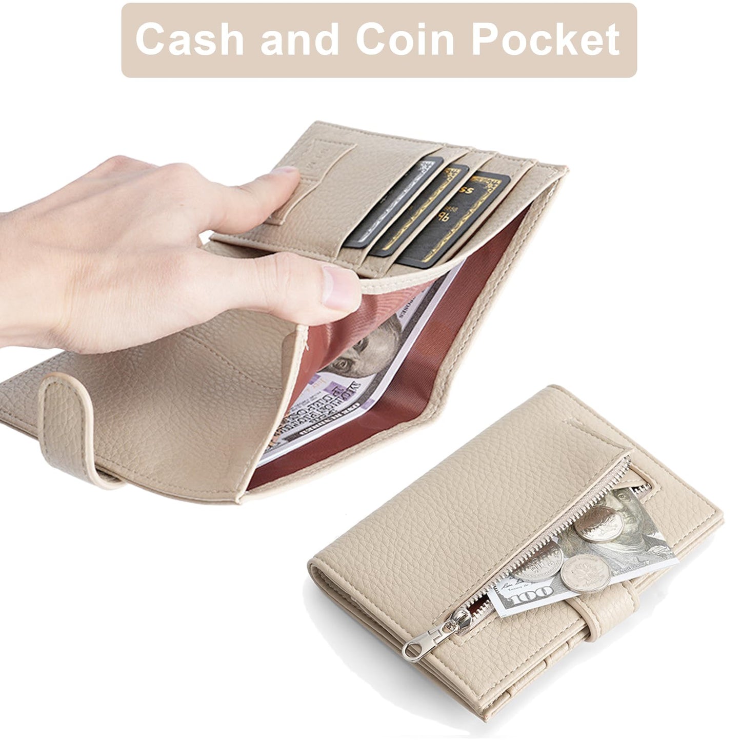 Long Keeper RFID Passport Holder Women Men PU Leather Travel Slim Wallet with Card Holders SIM Slots Zippered Coins Pocket (White)