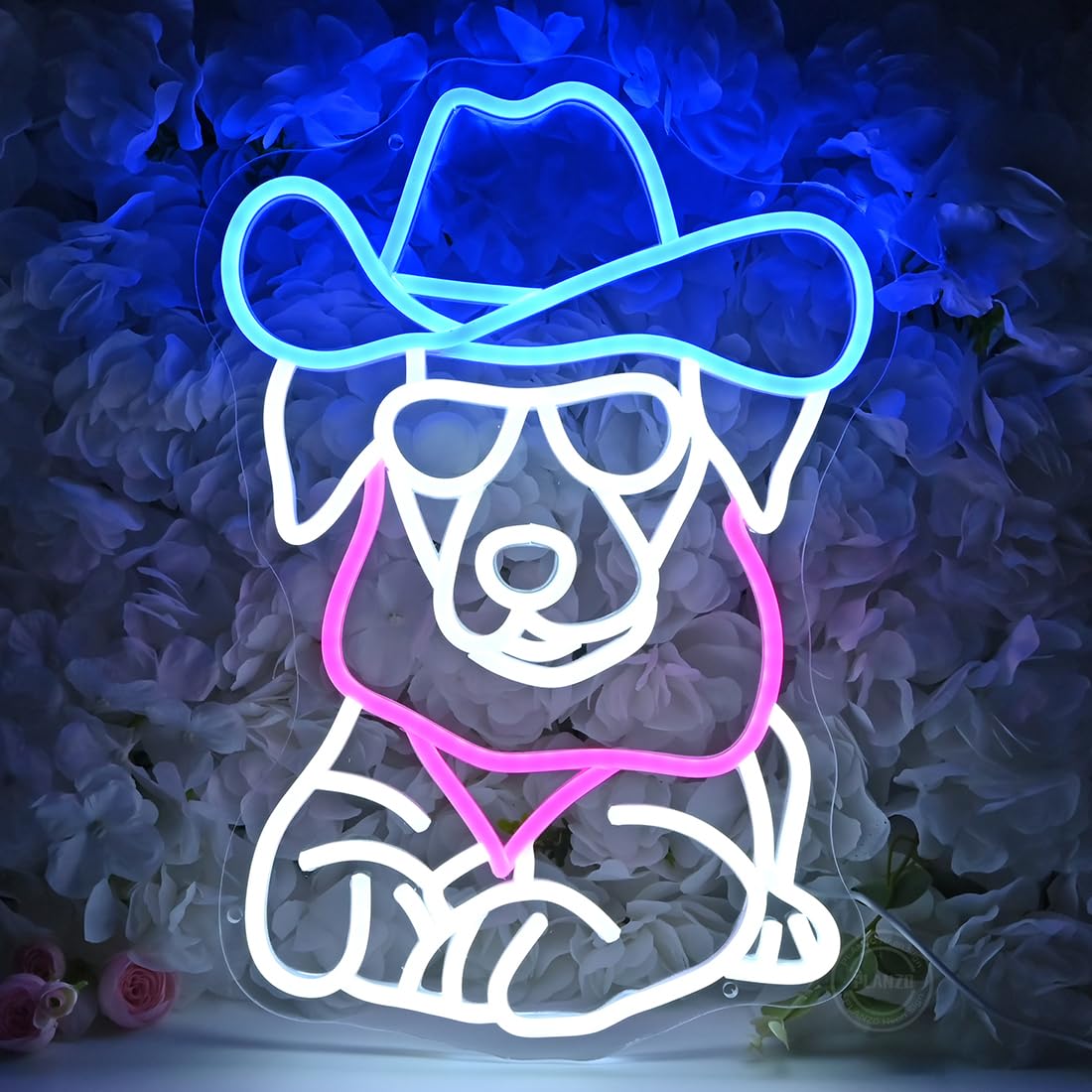 Planzo Cowboy Dog Led Neon Sign Light Bedroom Game Room Man Cave Bar Pub Club Home Wall Sign Decor USB 16.14"X12.4"