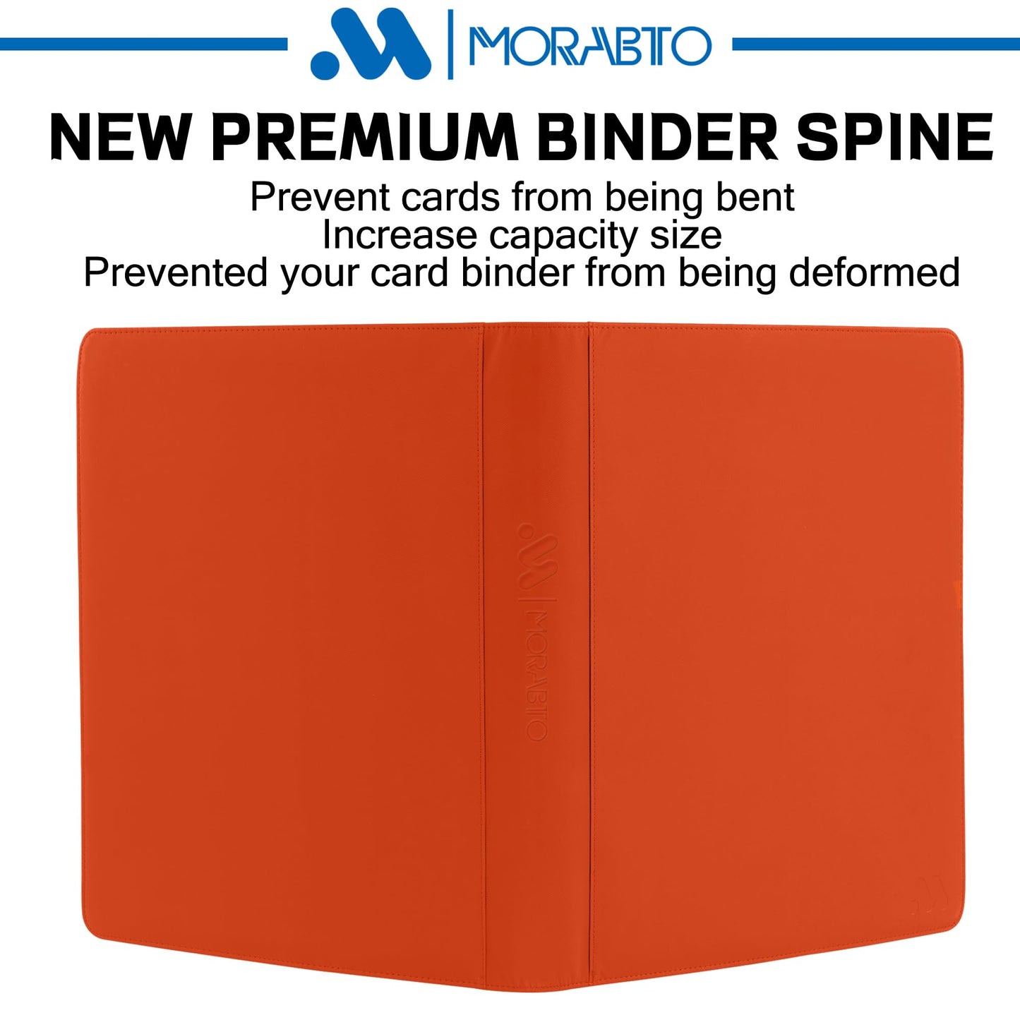 MORABTO Top Loader Binder, Holds 640 Top Loaders,16 Pocket Top Loader Binders for 3" x 4" Rigid Cards,Top Loader Card Binder for Hard Plastic Top Loaders -Orange