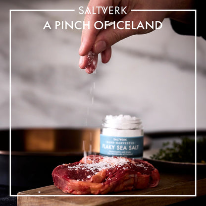 Saltverk Flaky Sea Salt - Gourmet, Icelandic, Hand Harvested and Sustainably Made - 3.17 Oz Jar