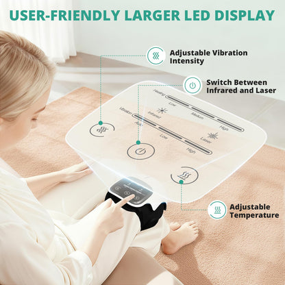 Medcursor Knee Massager, Cordless Heated Knee Massager with 3 Heating Levels, 3 Vibration Modes, LED Screen & Adjustable Straps, Massage with Heat for Relief