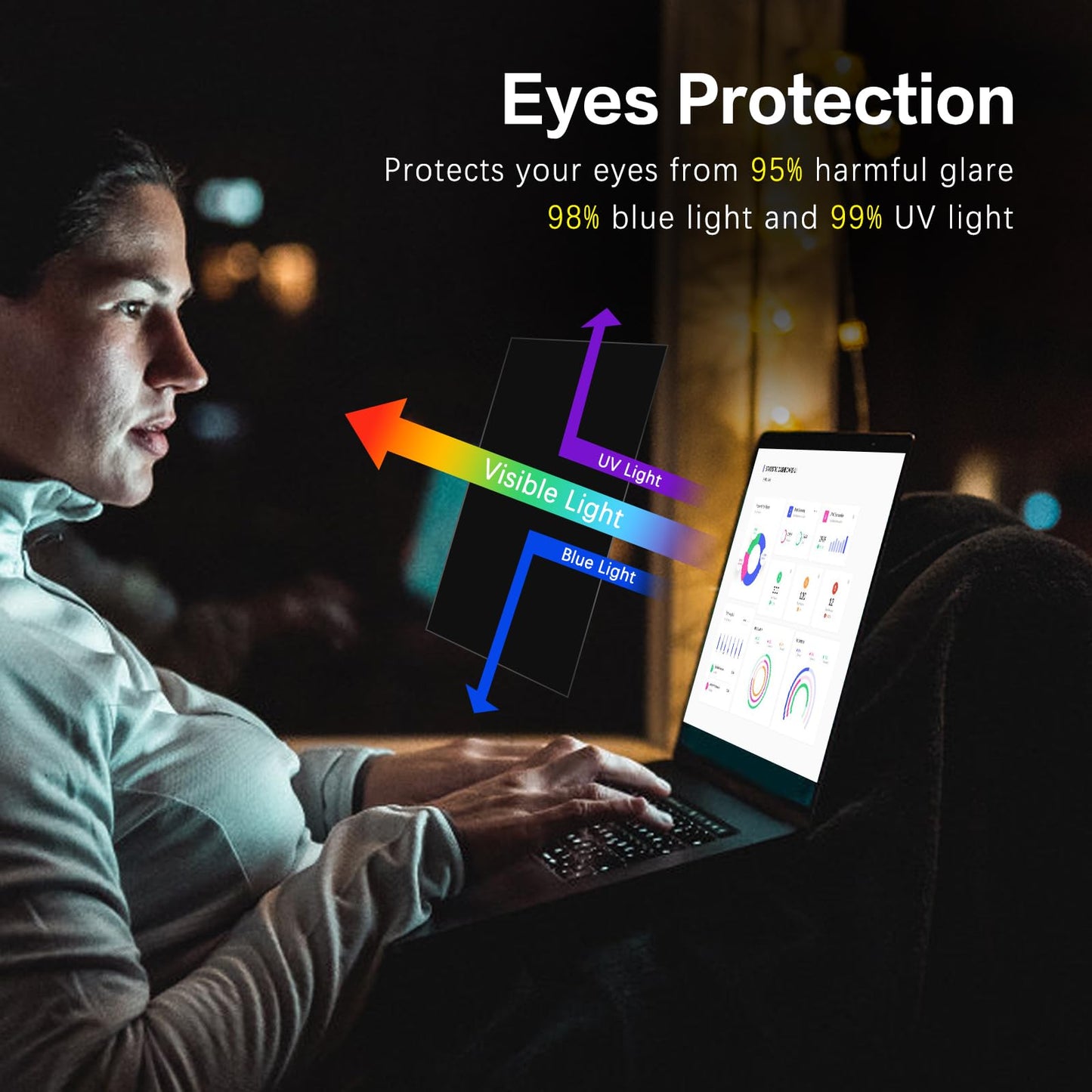 Laptop Privacy Screen 14 Inch 16:9 Aspect Ratio, Laptop Screen Privacy Shield Compatible With Lenovo Hp Dell Acer Asus Thinkpad Envy Xps, Removable Anti Glare Blue Light Computer Filter Protector