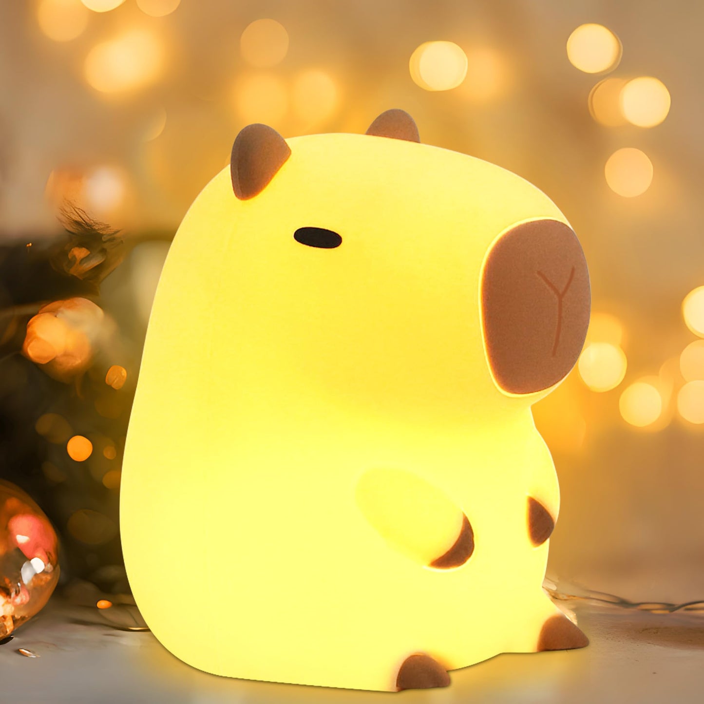Okayera Capybara Night Light, Capybara Gifts for Kid Friend, Animal Squishy Silicone Nursery Lamp with Timer Dimmable, Rechargeable Bedroom Bedside Decor Birthday Graduation Xmas Present for Boy Girl