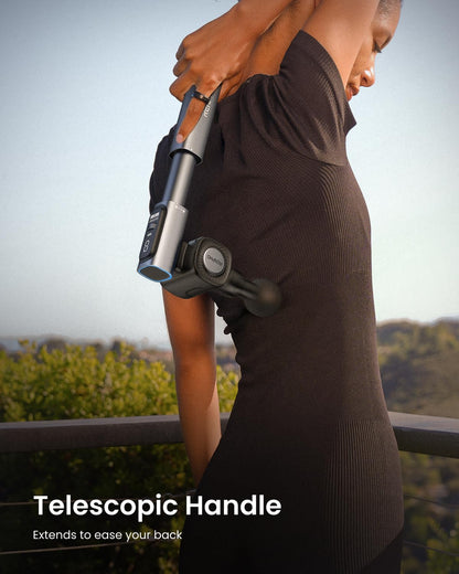 RENPHO Foldable Massage Gun with Extension Handle for Back, Fathers Day Dad Gift, 0-90° Adjustable Angle, FSA Eligible, Handheld Percussion Deep Tissue Massager with 9mm Amplitude for Pain Relief HSA