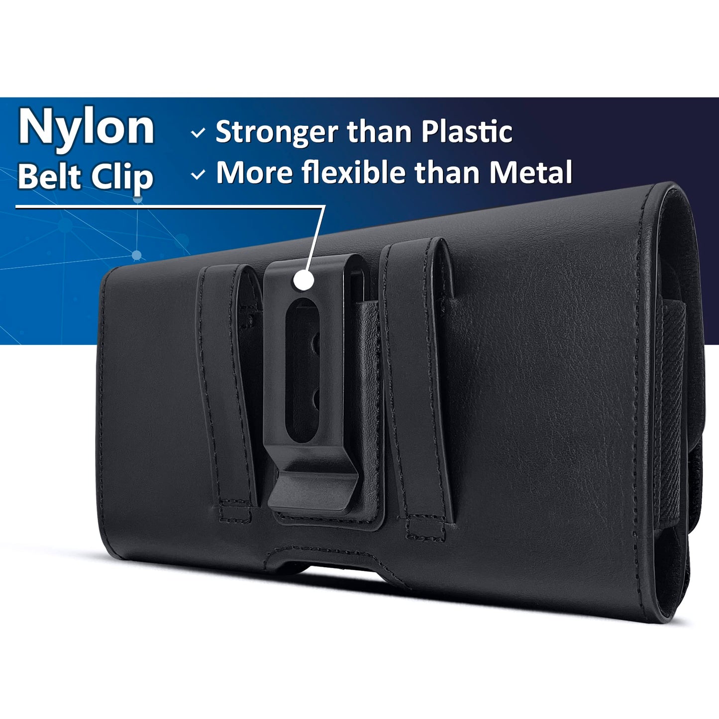 DeBin Cell Phone Belt Case Compatible with Samsung Galaxy Ultra Models (S25 S24 S23 S22 S21), A54/A53/A25/A15, Premium Leather, Magnetic Flap Holster & ID Card Pouch Holder, Black