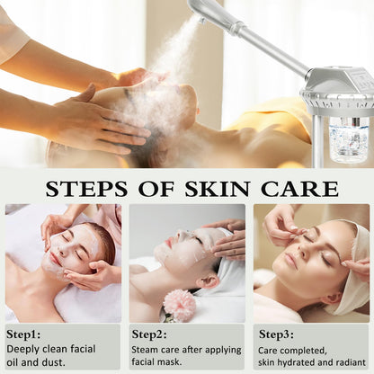 Professional Facial Steamer for Deep Hydration,2in1 Ozone Face Steamer with 5X Magnifying Lamp,Suitable for Home Use or Beauty Spa Deep Cleansing and Hydration