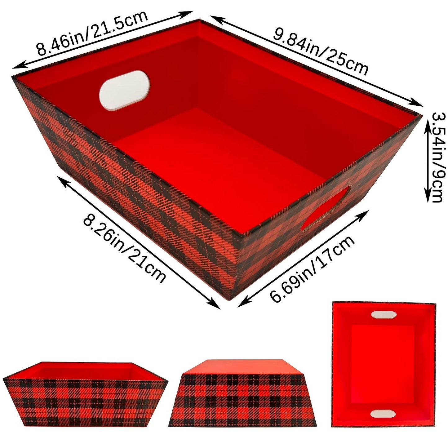 Basket For Gifts Empty, 5 PCS Sturdy Diy Bulk Gift Basket Kraft Market Tray Cardboard Basket With Handles, Gift Baskets Kit Supplies Wrap To Fill For Valentines Christmas Weddings Anniversaries