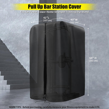 Kingling Pull Up Bar Station Covers, Pull Up Bar Stand Cover for Power Tower Home Strength Training Dip Stands Waterproof & Dustproof Protective Cover - 42''L x40''W x64''H