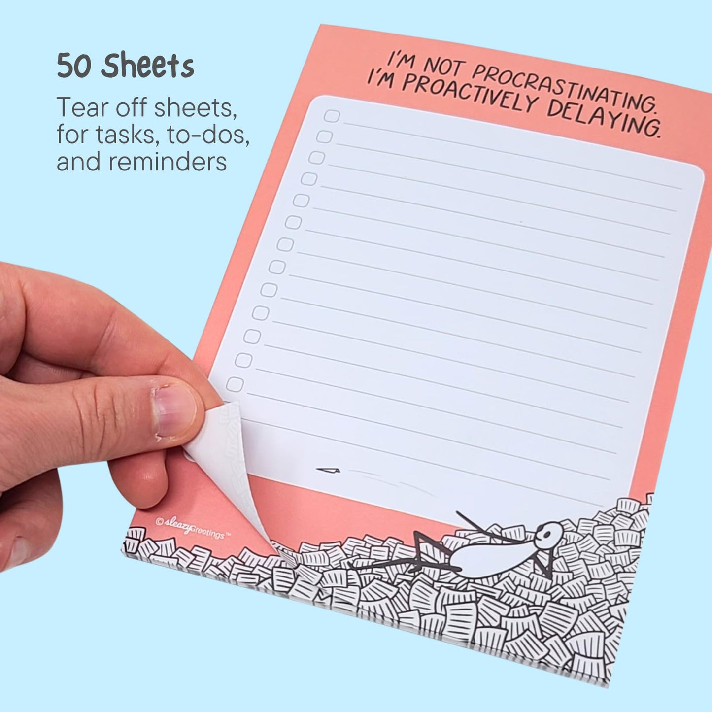 Sleazy Greetings Funny To Do List Notepad (4 Large Notepads) - 5 x 7-Inches Sarcastic Memo Pad Grocery Lists Note Pads - Funny Teacher Office Coworker Gifts for Women