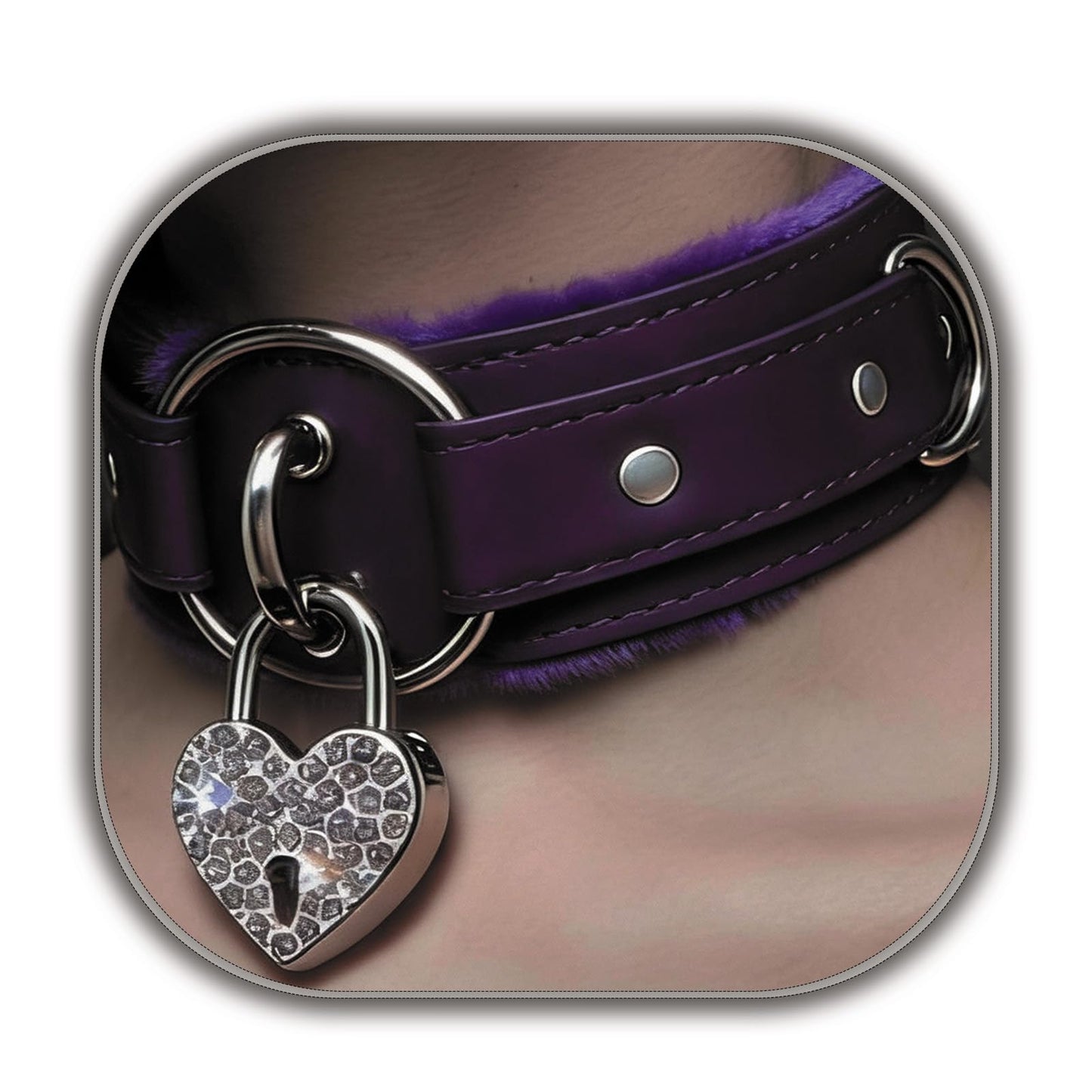 NouAn Leather Choker Necklace for Women - Gothic Collar Choker with Heart Love Lock And Soft Inner Lining - Adjustable Fit for Daily Wear and Themed Occasions Black Bling Lock Purple