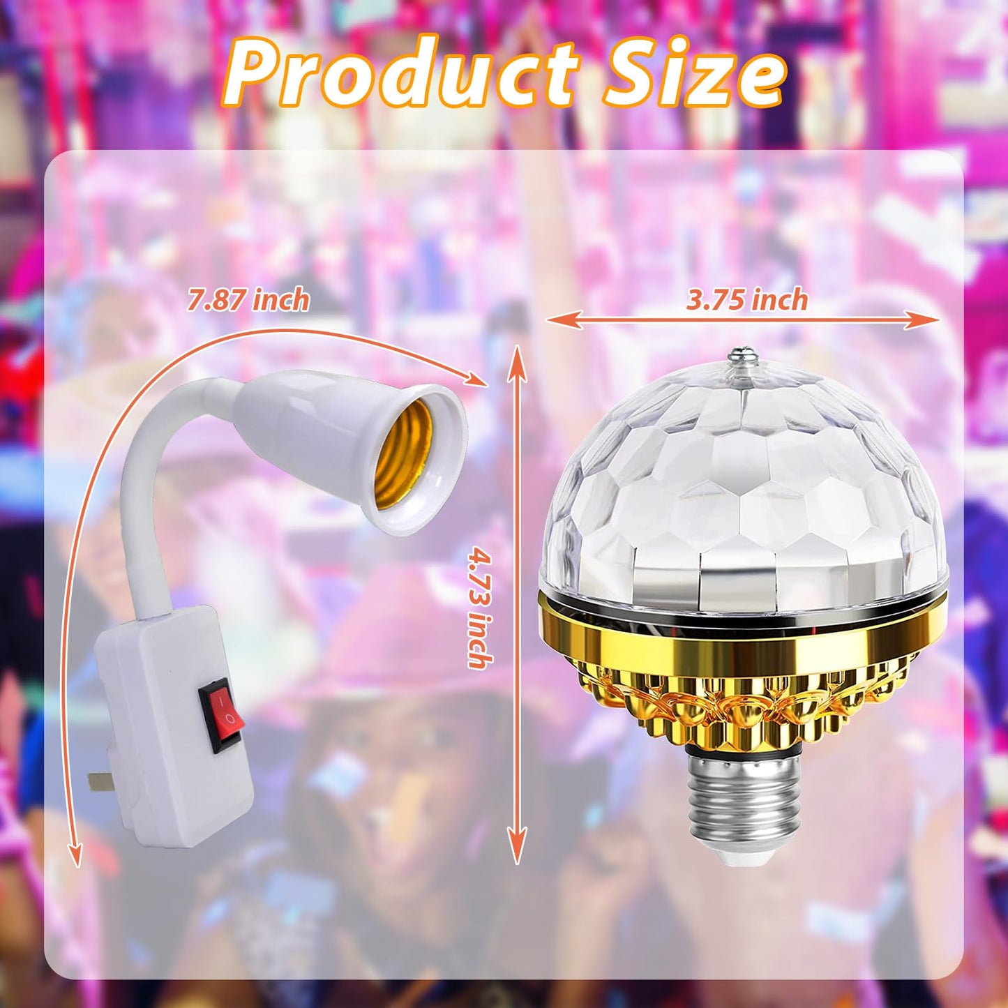 MIKWOAB 4 Pack Colorful Magic Rotating Ball Light, LED Plug in Disco Ball Light, RGB Disco Light Bulb, Party Lights Dj Disco Lights with Sockets for Home Room Dance Parties Bar Karaoke