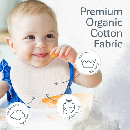 KiddyCare Organic Muslin Baby Bibs for Girls Boys 0-6 Months | Baby Bandana Bibs, Super Soft for Drooling and Teething, Muslin Bib, 4-Color Pack