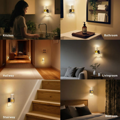 Night Light Plug in, 2 Packs LED Night Light with Auto Dusk to Dawn Sensor, 3000K Soft White, 0-100 LM Dimmable Kids Night Lights for Bedroom, Bathroom, Kitchen, Hallway, Stair, with AU Plug