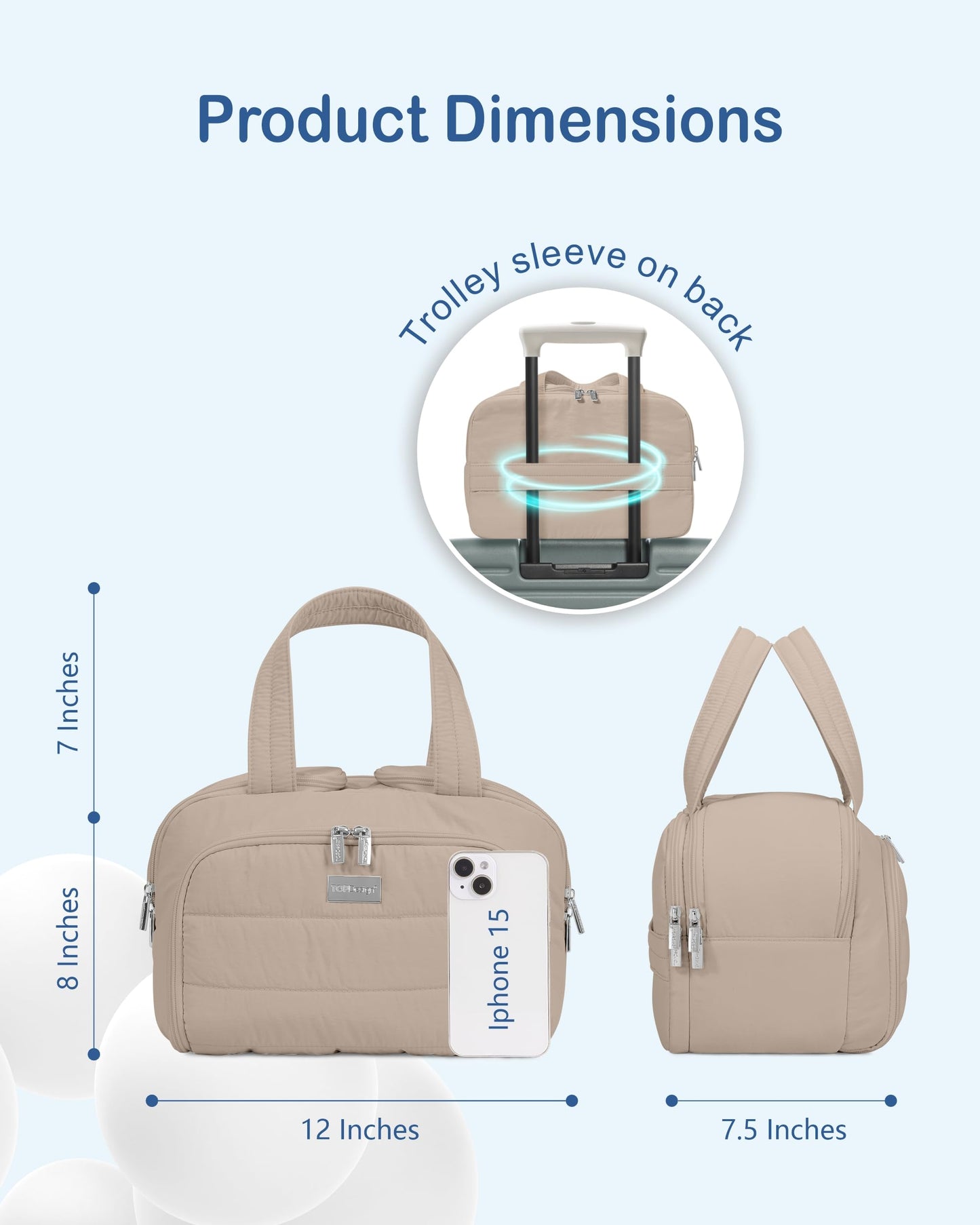 TOPDesign Travel Toiletry Bag for Women, Puffer Large Toiletry Bag, Lightweight Cosmetic Makeup Organizer with Handle for Traveling, Accessories, Essentials, Toiletries (Camel)