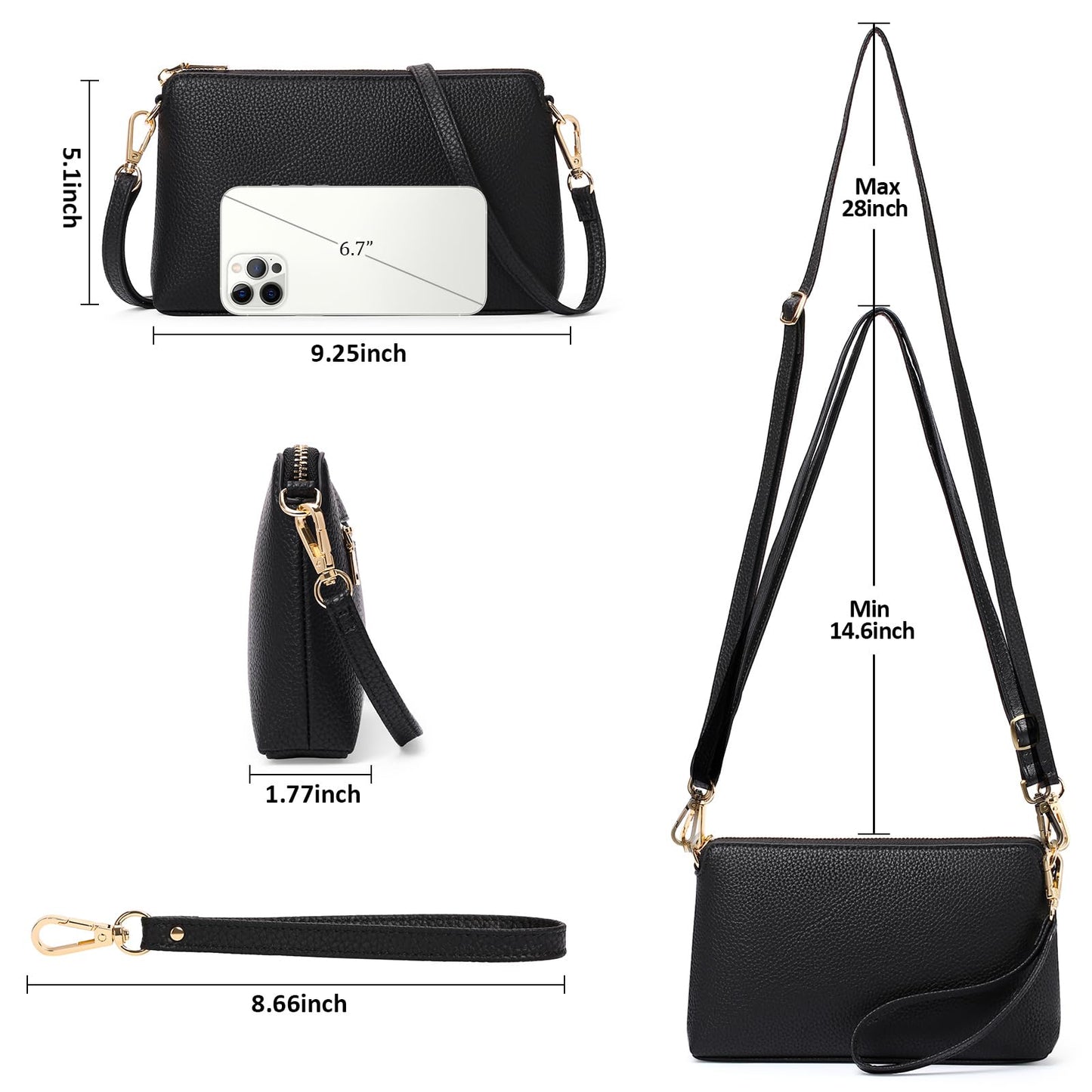 GAEKEAO Crossbody Bags for Women RFID Blocking Leather Cross Body Bag Purses Women's Crossbody Handbags with Wristlet Strap