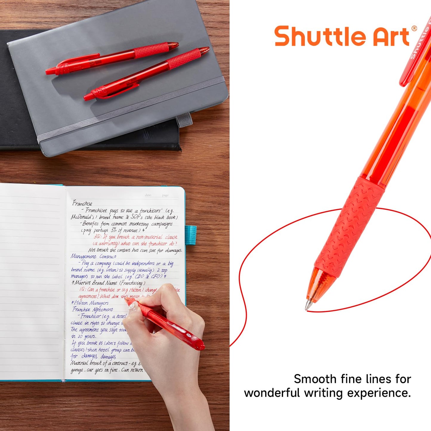 Shuttle Art Red Gel Pens, 20 Pack Retractable 0.7mm Medium Point Rollerball Red Ink Pens Smooth Writing with Comfortable Grip for Writing Journaling Taking Notes Office School Home