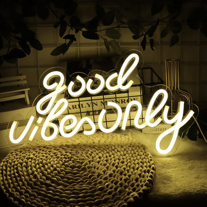 JFLLamp Good Vibes Only Neon Signs for Wall Decor Neon Lights Led Signs Suitable for Living Beer Bar Game Room Hotel Birthday Party Restaurant Christmas Unique Gift for Lover, 16.5 * 10 Inch(Blue)