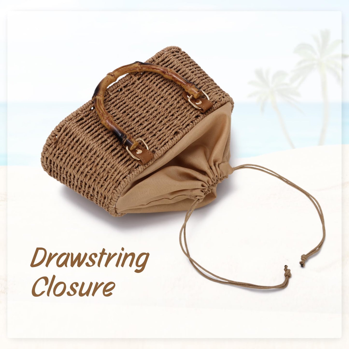 Lanpet Straw Woven Handbags Handmade Summer Beach Bags Wicker Rattan Crossbody Bag for Vacation