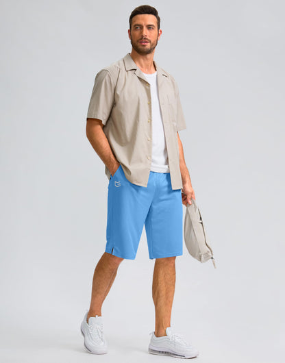 G Gradual Men's Athletic Shorts with Pockets 9" / 11" Long Basketball Shorts Lightweight Quick Dry Gym Workout Shorts for Men(Sky Blue,XXXL)
