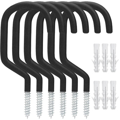 Etoolia 6 Pack Heavy Duty Garage Bike Storage and Utility Hooks-5.7 Inches for Garage Wall and Ceiling-Garage Hooks for Hanging Bicycle,Hose,Cords,and Garden Tools