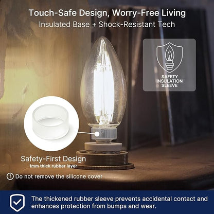 FLSNT 100W Equivalent Candelabra LED Bulbs 5000K Daylight, Dimmable LED Chandelier Light Bulbs for Dining Room, Living Room, Porch, 800LM, E12 Base, 12 Pack UL,CA65 Listed.